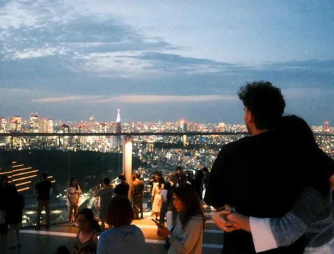 Harajuku till Shibuya Sky kvällstur, utsikt över Tokyo på natten