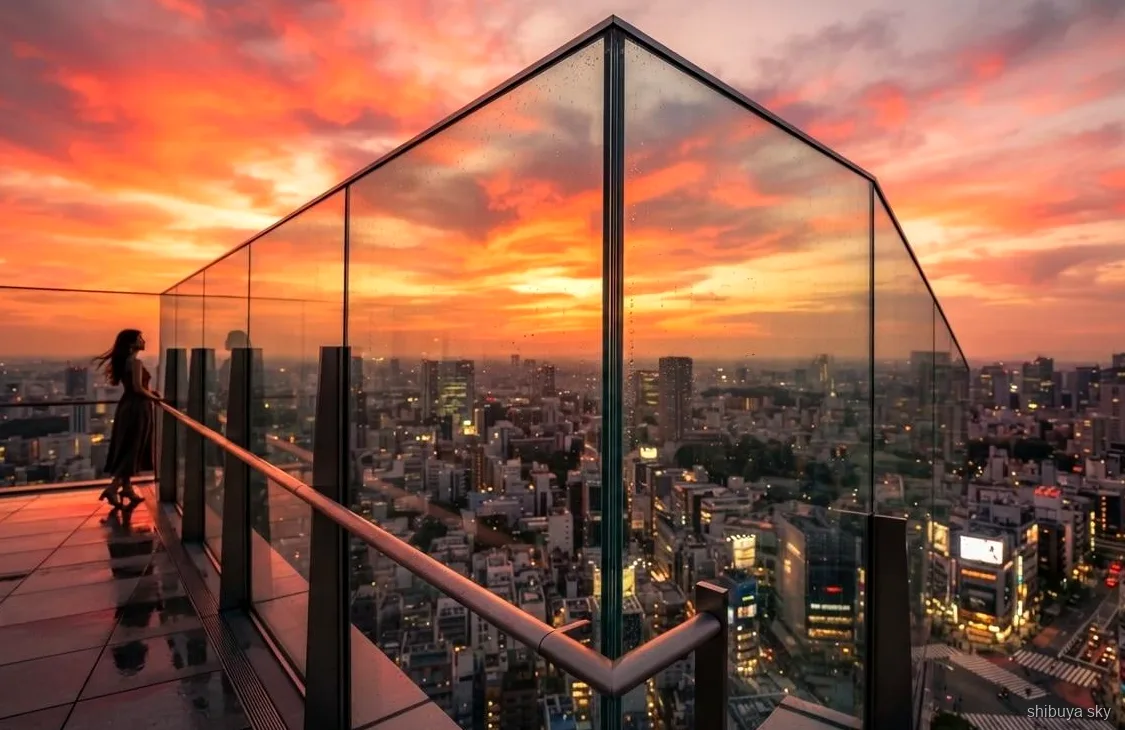 Passeio Shibuya Sky de manhã, terraço do Miyashita Park