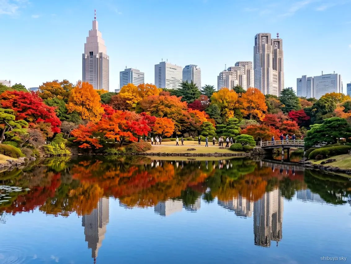 Passeio Shibuya Sky e Shinjuku Gyoen, lago do jardim