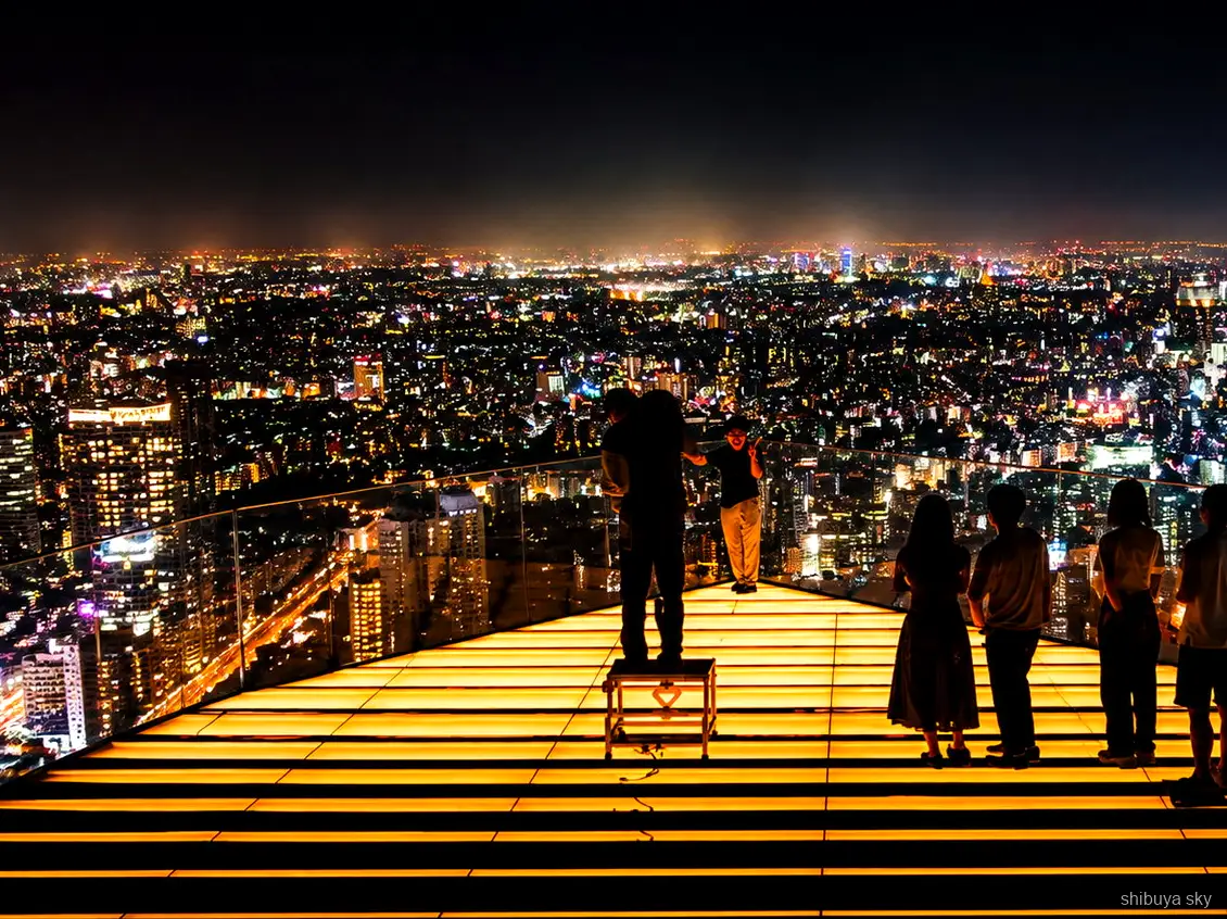 Passeio Shibuya Sky, horizonte da cidade visto do mirante
