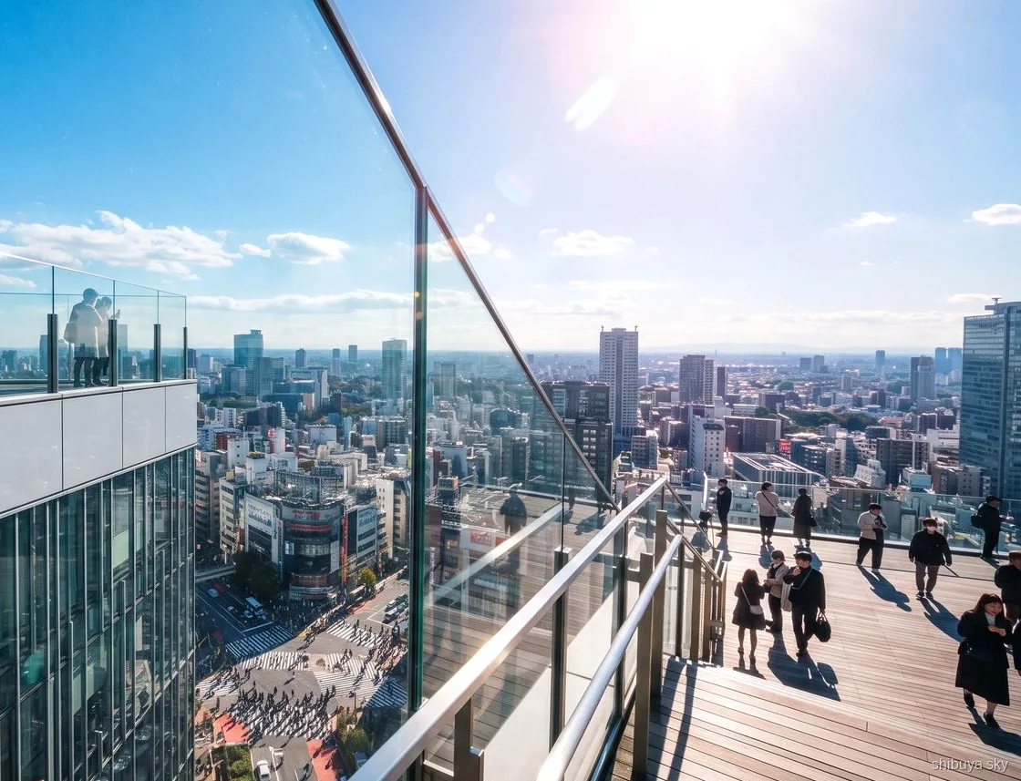 Shibuya Sky morgontur med biljett, utsikt över Tokyo från utomhusplattformen