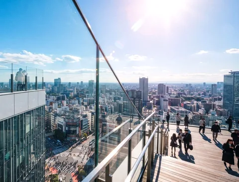 Shibuya Sky morning tour with ticket, view over Tokyo from the open-air deck