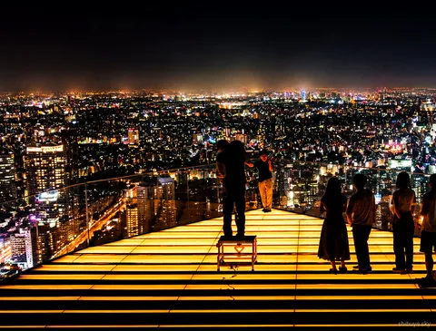 Shibuya Sky and Shinjuku neon tour, golden hour over Tokyo