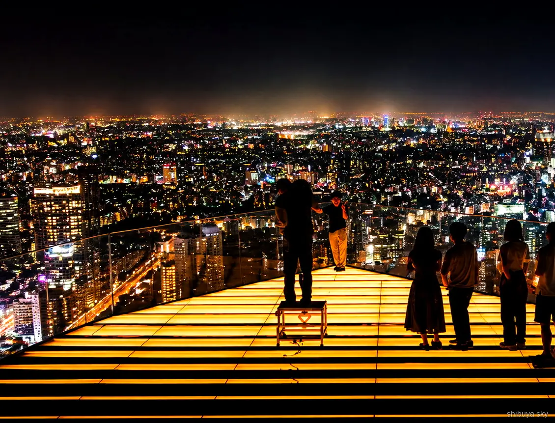 Shibuya Sky and Shinjuku neon tour, golden hour over Tokyo