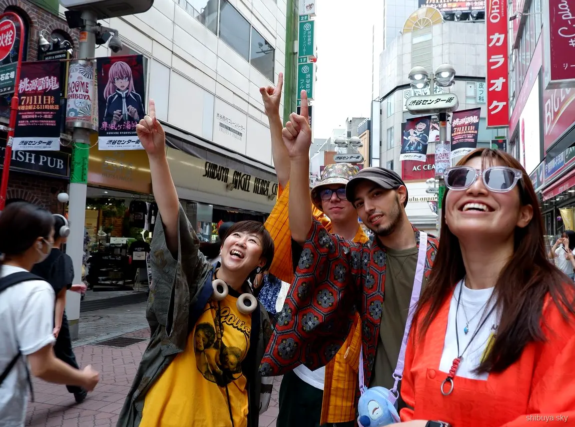Shibuya Sky yukata natur, gæster i yukata