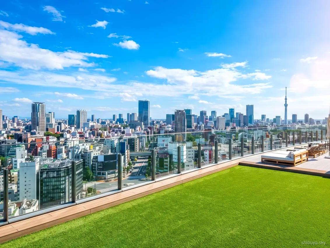 Entrada Shibuya Sky en tour, skyline de Tokio a plena luz del día