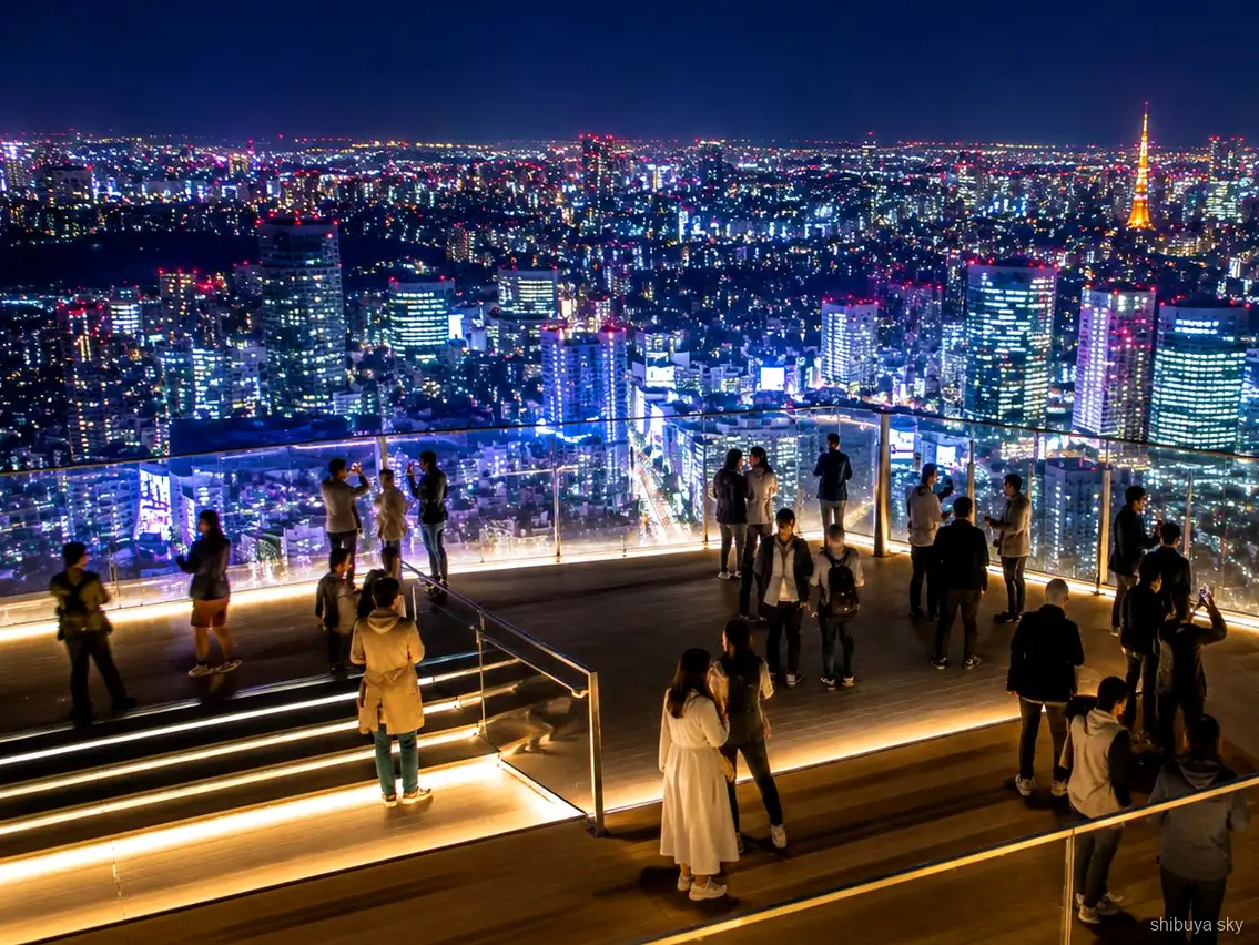 Visite nocturne Shibuya Sky avec billet, Tokyo illuminée depuis la terrasse d'observation